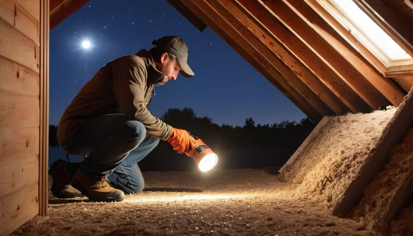 A local provider inspecting an attic for rodent and wildlife entry points in a home near Scandia